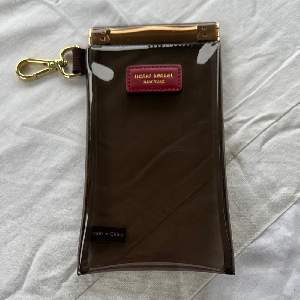 Henri Bendel Brown and Gold Transparent Pouch